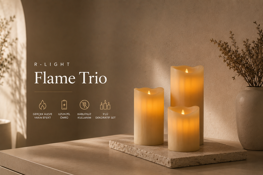 R-Light Flame Trio kablosuz dekoratif alev efektli LED set