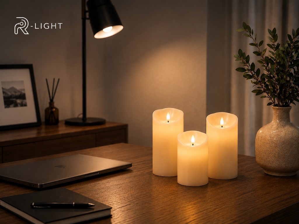 R-Light Flame Trio kablosuz dekoratif alev efektli LED set - detay